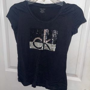 Ck short sleeves black and silver top
